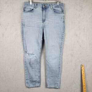 Lee Jeans Womens 12 Light Wash Blue High Rise Skinny Ankle Slim Fit Distressed